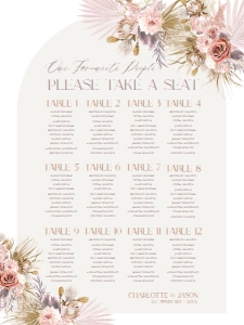 D016 Seating Chart Vertical 18x24: D016 Wedding Signage Bundles