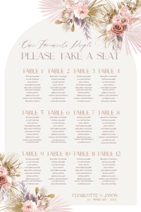 D016 Seating Chart Vertical 24x36: D016 Wedding Signage Bundles