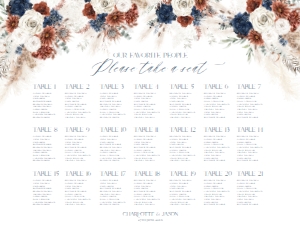 D019 Seating Chart Horizontal 24x18: D019 Wedding Bundle