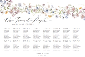 D026 Seating Chart Horizontal 36x24: D026 Wedding Bundle