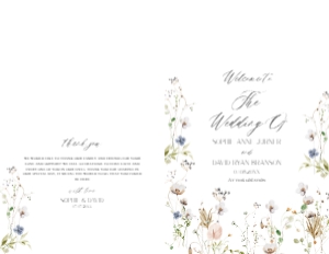 D028 Wedding Program Folded 5.5x8.5: D028 Wedding Program