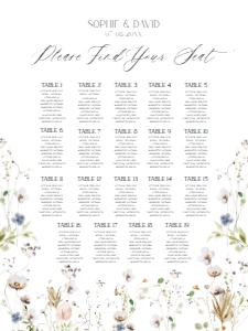 D028 Seating Chart Vertical 18x24: D028 Seating Chart Sign