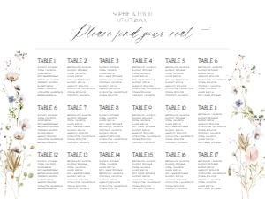 D028 Seating Chart Horizontal 24x18: D028 Seating Chart Sign