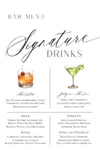 E018 Signature Drinks 4x6: E018 Reception Signs Bundle
