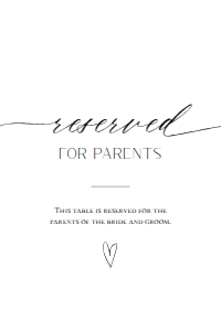 E018 Reserved for Parents 4x6: E018 Reception Signs Bundle