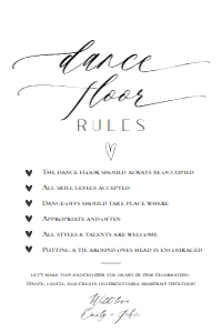 E018 Dance Floor Rules 4x6: E018 Reception Signs Bundle