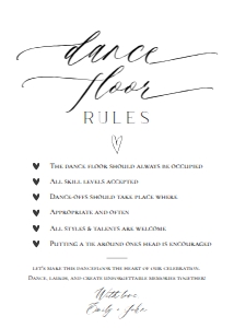 E018 Dance Floor Rules 5x7: E018 Reception Signs Bundle