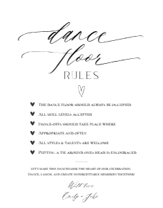 E018 Dance Floor Rules 11x14: E018 Reception Signs Bundle