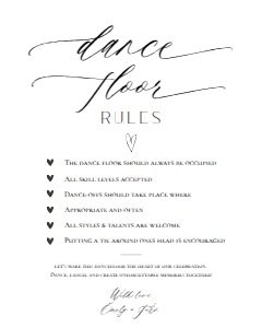 E018 Dance Floor Rules 8x10: E018 Reception Signs Bundle