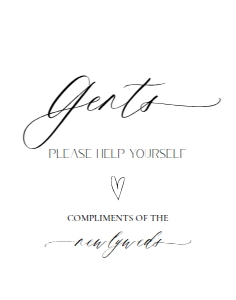 E018 Gents/ Ladies Please help yourself 11x14: E018 Reception Signs Bundle