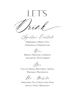 E018 Let's Drink 8x10: E018 Reception Signs Bundle