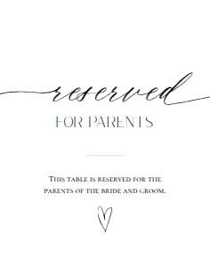 E018 Reserved for Parents 11x14: E018 Reception Signs Bundle