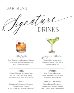 E018 Signature Drinks 8x10: E018 Reception Signs Bundle