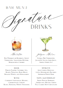 E018 Signature Drinks 5x7: E018 Reception Signs Bundle
