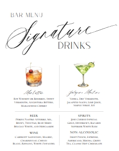E018 Signature Drinks 11x14: E018 Reception Signs Bundle
