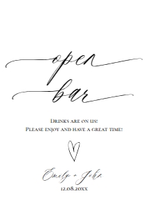 E018 Open Bar 5x7: E018 Reception Signs Bundle
