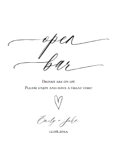 E018 Open Bar 8x10: E018 Reception Signs Bundle