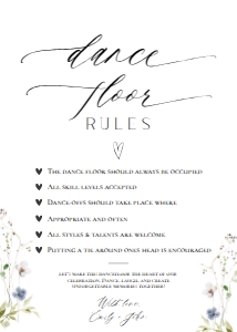 E061 Dance Floor Rules 5x7: E061 Reception Signs Bundle