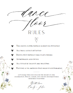 E061 Dance Floor Rules 11x14: E061 Reception Signs Bundle