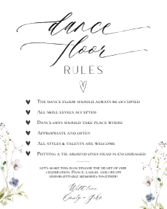 E061 Dance Floor Rules 8x10: E061 Reception Signs Bundle