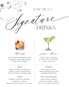 E061 Signature Drinks 11x14: E061 Reception Signs Bundle
