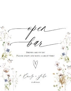 E061 Open Bar 11x14: E061 Reception Signs Bundle
