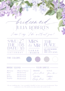 B001 Bridesmaid Info Card 5x7: B001 Bridesmaid Info Card