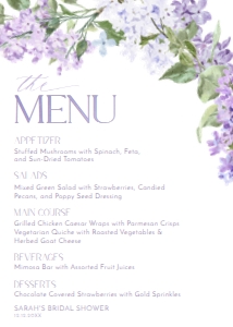 B001 Menu 5x7: B001E Menu