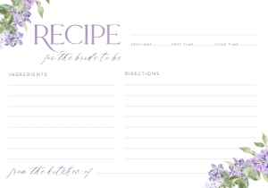 B001 Recipe Card 5x3.5: B001 Bridal Shower Bundle