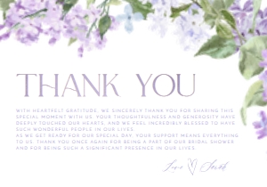 B001 Thank you Card Flat 5x3.5: B001 Bridal Shower Bundle