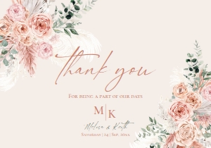 E064 Thank You Card 5x3.5: E064 Wedding Suite