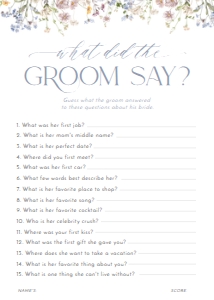 B017 Bridal Shower Games 5x7 Part 1: B017 Bridal Shower Games