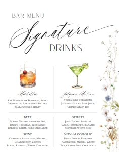 D028 Signature Drinks 11x14: D028 Signature Drink Sign