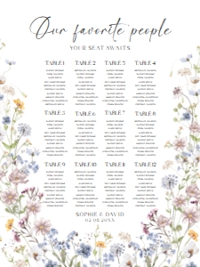 D026 Seating Chart Vertical 18x24 B: D026 Seating Chart Sign B
