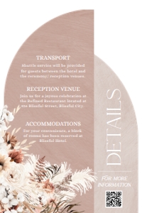 E089 Details Card Vertical 4x6: E089 Wedding Suite