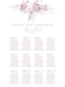 D031 Seating Chart Vertical 18x24: D031 Seating Chart Sign