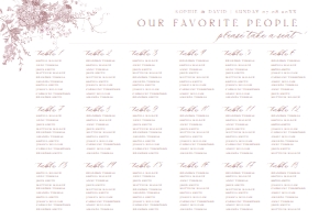 D031 Seating Chart Horizontal 36x24: D031 Seating Chart Sign