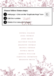 D031 Seating Chart Card 5x7: D031 Seating Chart Card