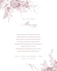 D031 In Loving Memory Sign 8x10: D031 Wedding Bundle