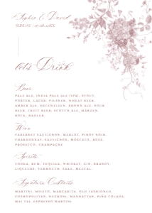 D031 Bar Menu Sign 5x7: D031 Wedding Bundle