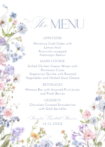 A045 Menu 5x7: A045 Bridal Brunch Bundle