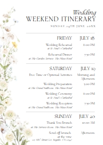 E110 Wedding Itinerary 5x7: E110 Bundle