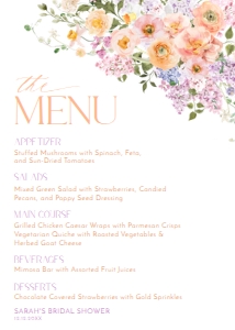 B048 Menu 5x7: B048 Bridal Shower Bundle