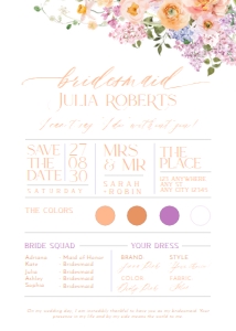 B048 Bridesmaid Info Card 5x7: B048 Bridal Shower Bundle