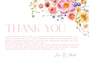 B066 Thank you Card Flat 5x3.5: B066 Bridal Shower Bundle