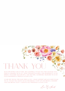 B066 Thank You Card 3.5x5 Folded: B066 Bridal Shower Bundle
