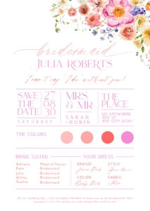 B066 Bridesmaid Info Card 5x7: B066 Bridesmaid Info Card