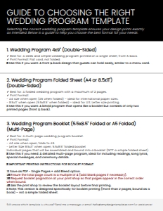 Instruction Wedding Program: D002 Wedding Program