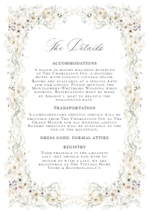 D034 Details Card Vertical 5x3.5: D034 Wedding Suite