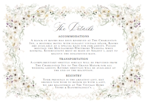 D034 Details Card Horizontal 5x3.5: D034 Wedding Suite